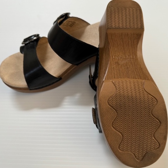 Dansko Sophie Black Leather Sandal Sz 37 - Picture 5 of 10